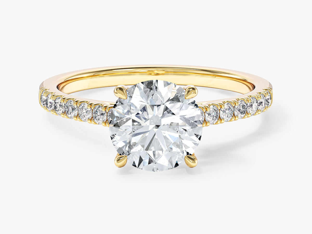 4-Prong Engagement Ring with Pave Set Sidestones