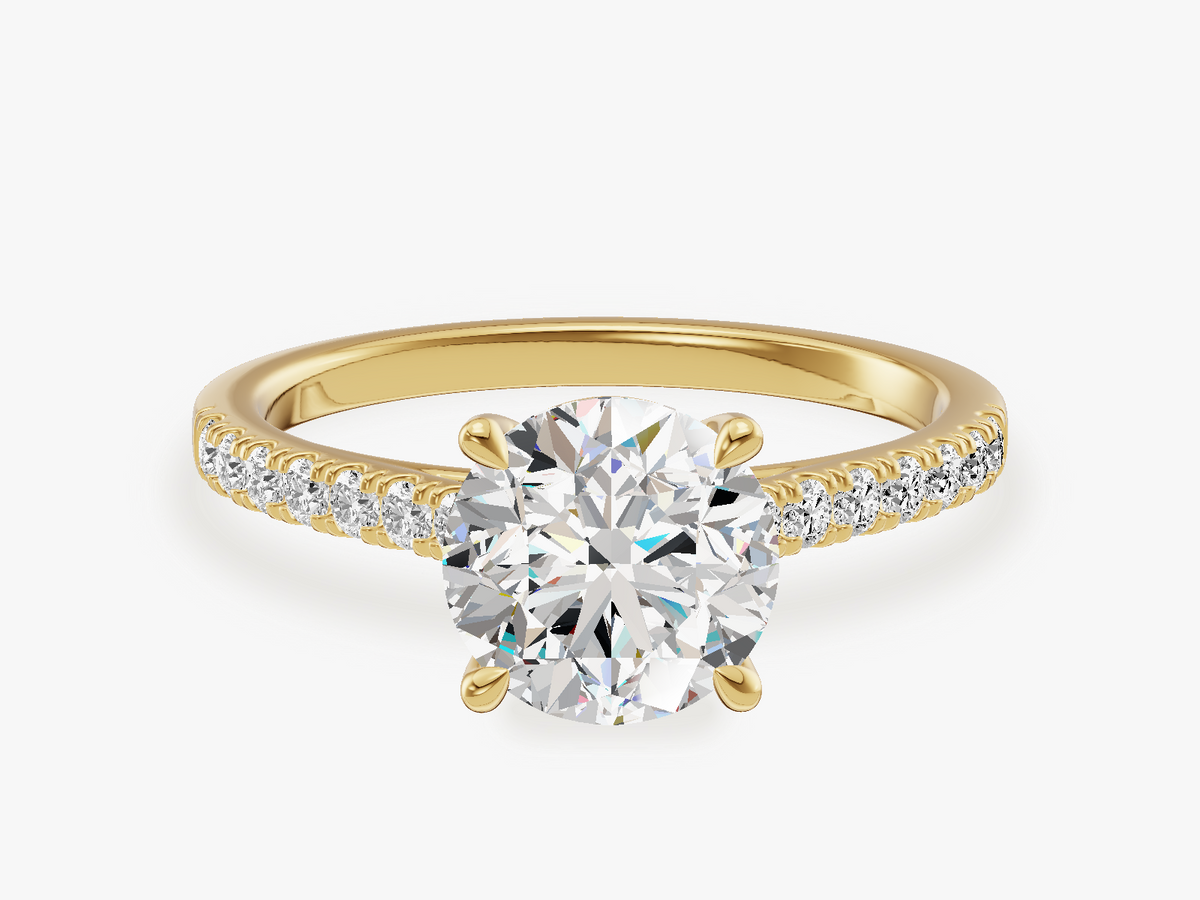 4-Prong Engagment Ring with Pave Set Sidestones
