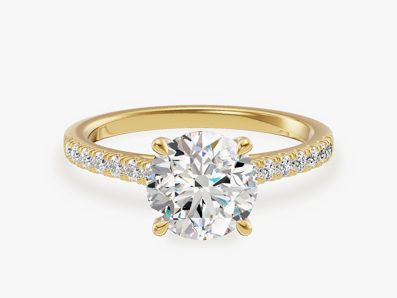 4-Prong Engagment Ring with Pave Set Sidestones