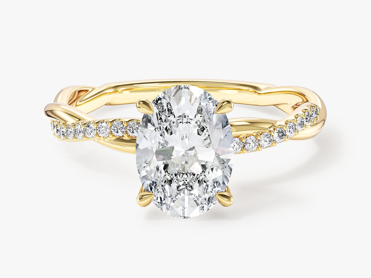 Twisted Vine Engagement Ring with Pave Set Side Stones