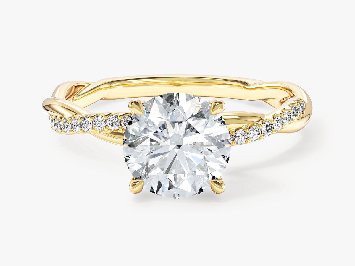 Twisted Vine Engagement Ring with Pave Set Side Stones