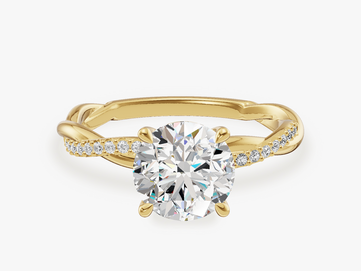 Twisted Vine Engagement Ring with Pave Set Side Stones