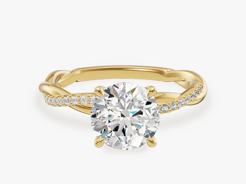 Twisted Vine Engagement Ring with Pave Set Side Stones