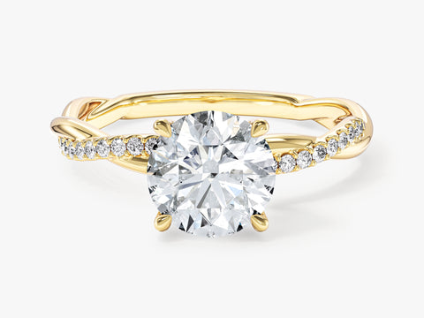 Twisted Pave Set Sidestones Engagement Ring