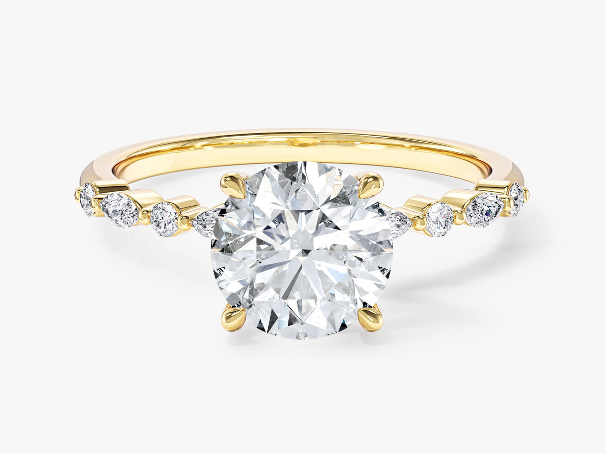 Modern Engagement Ring with Alternating Marquise Sidesstones