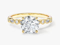 Milgrain Accented Engagement Ring with Marquise Sidestones
