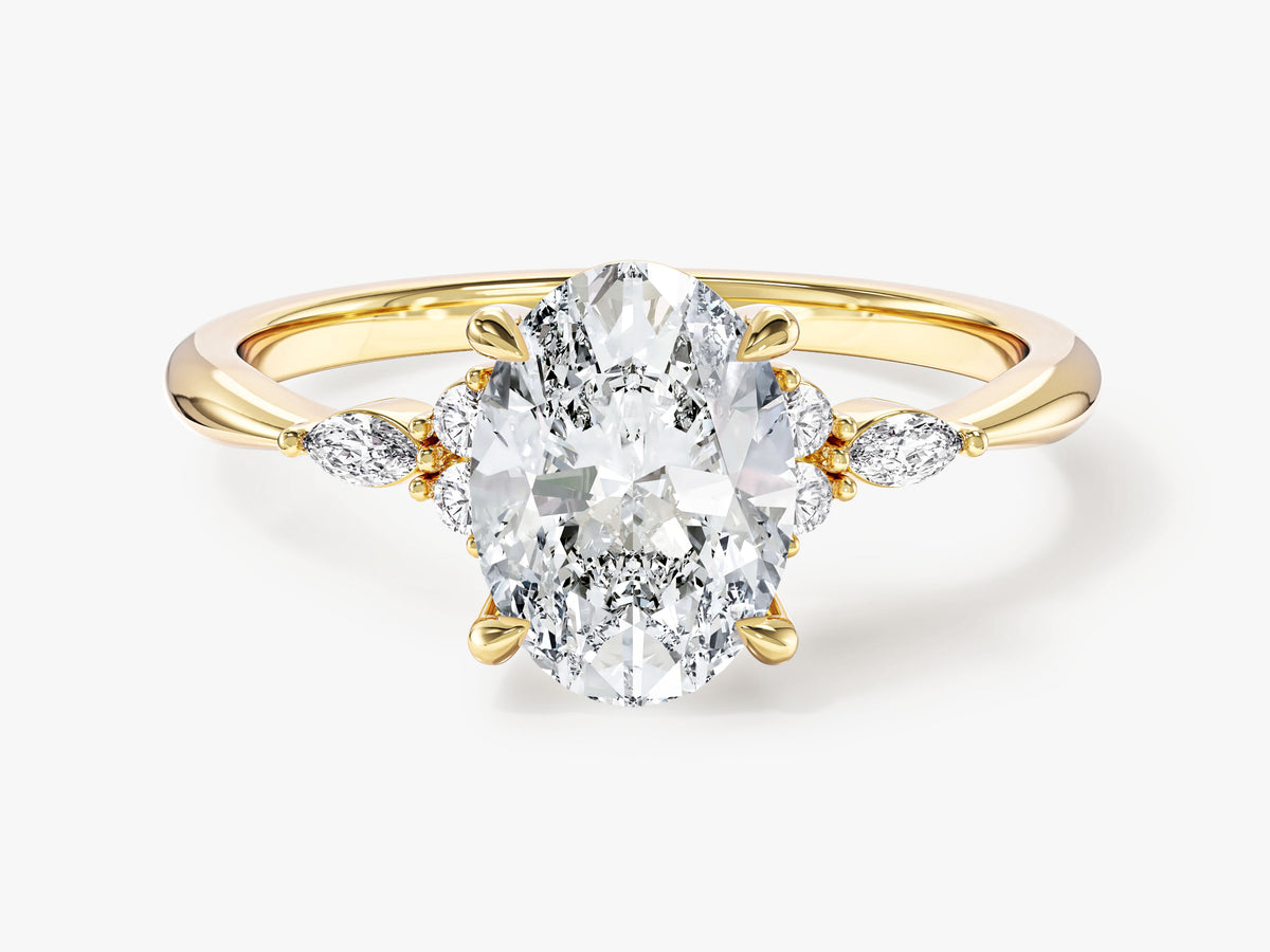 Round and Marquise Cluster Accent Engagement Ring