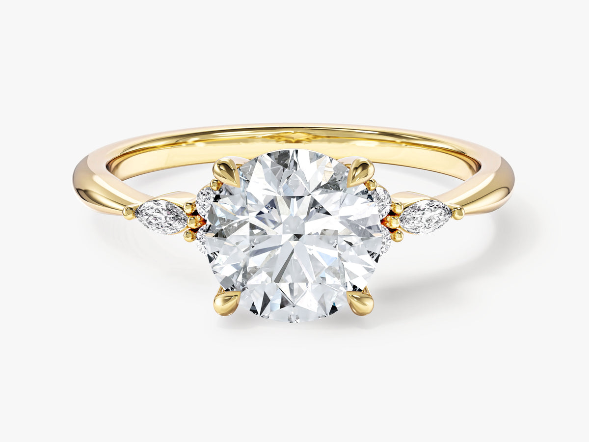 Round and Marquise Cluster Accent Engagement Ring