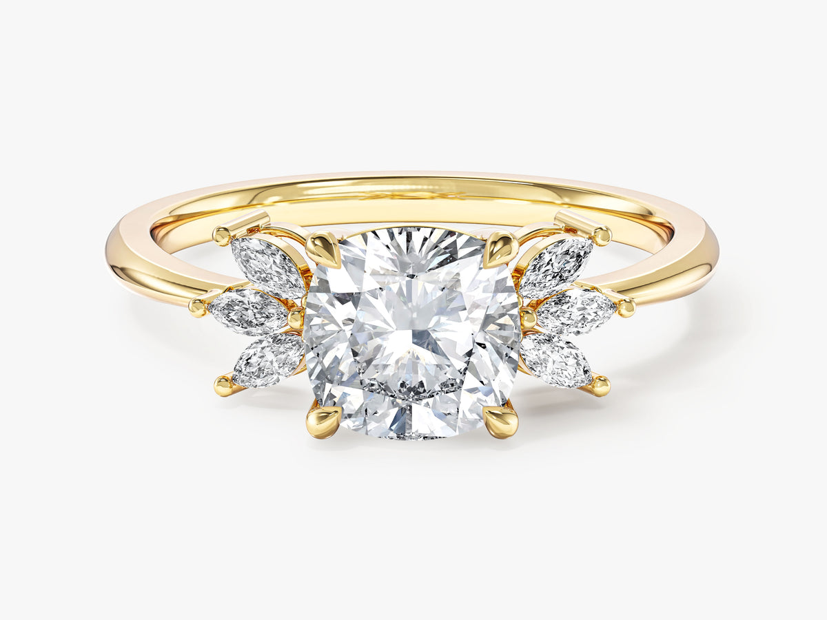 Butterfly Cluster Accent Engagement Ring