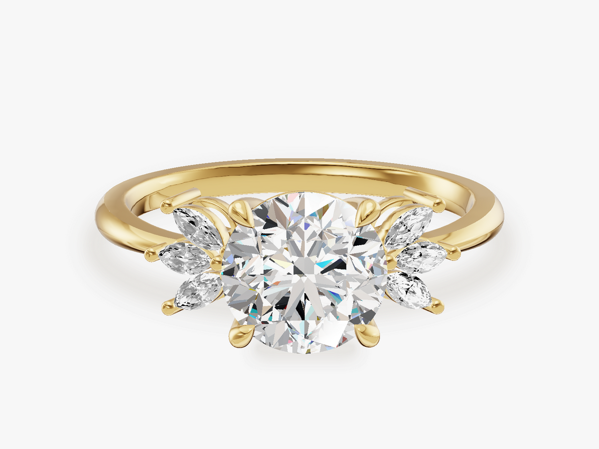 Butterfly Cluster Accent Engagement Ring