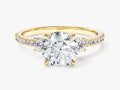Three Stone Engagement Ring with Pave Set Sidestones