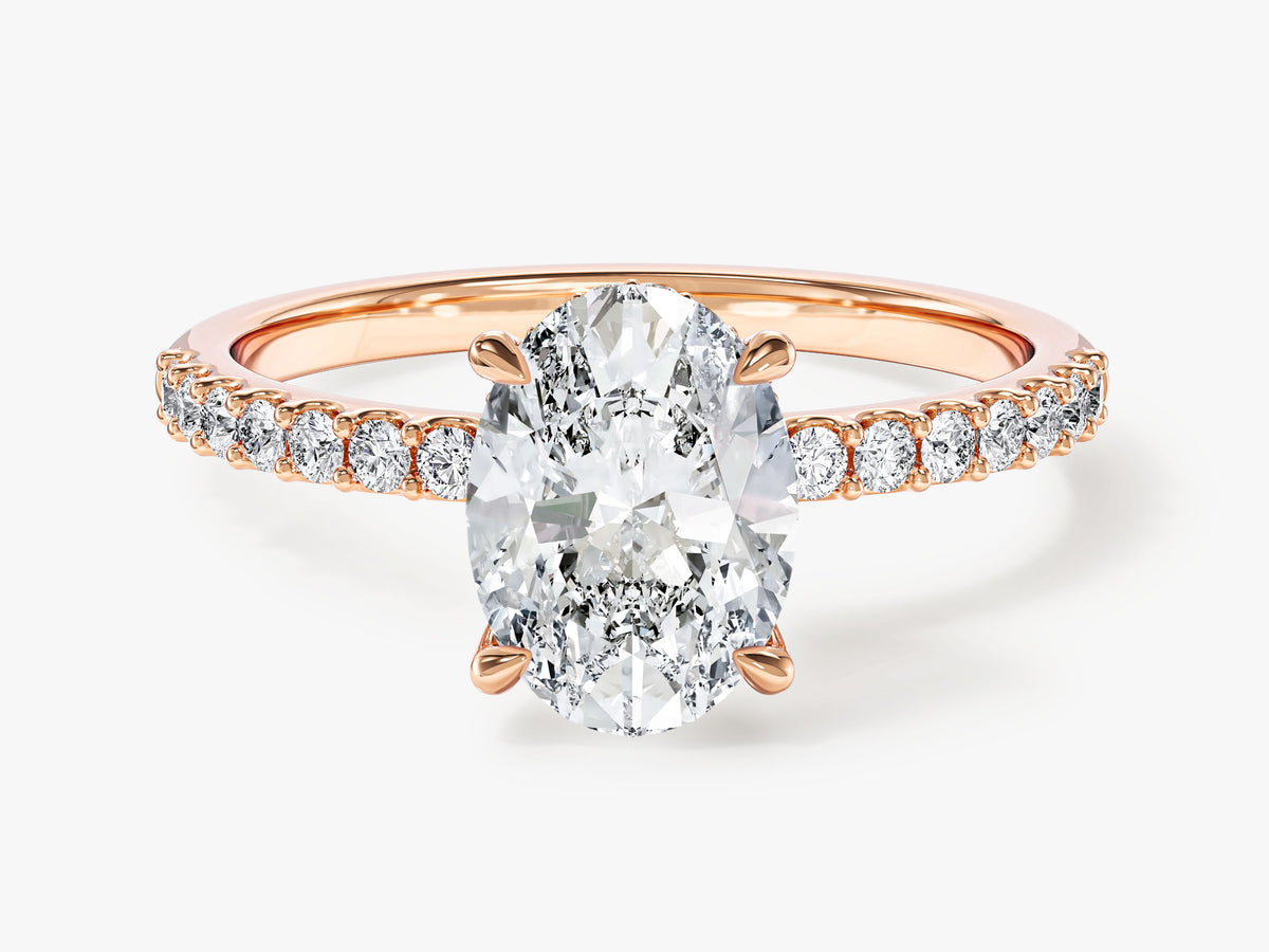 Hidden Halo Engagement Ring with Pave Set Sidestones