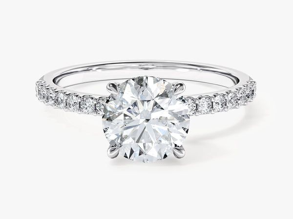 Hidden Halo Engagement Ring with Pave Set Sidestones