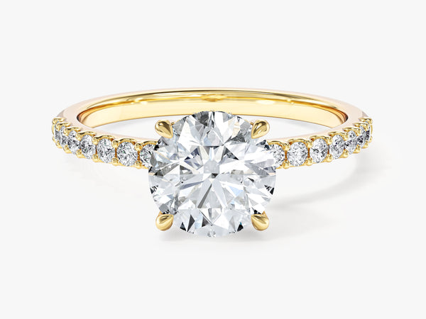 Hidden Halo Engagement Ring with Pave Set Sidestones