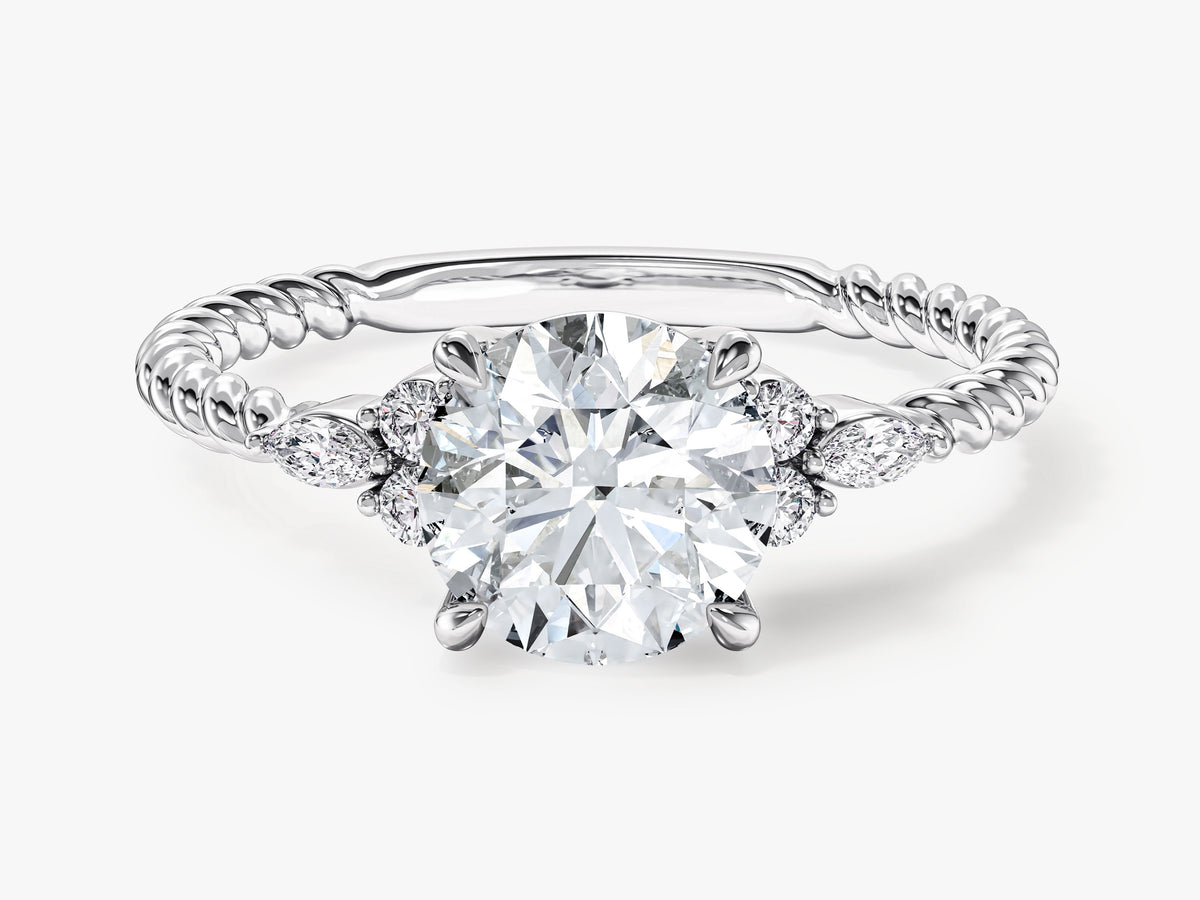 Braided Engagement Ring with Cluster Accent