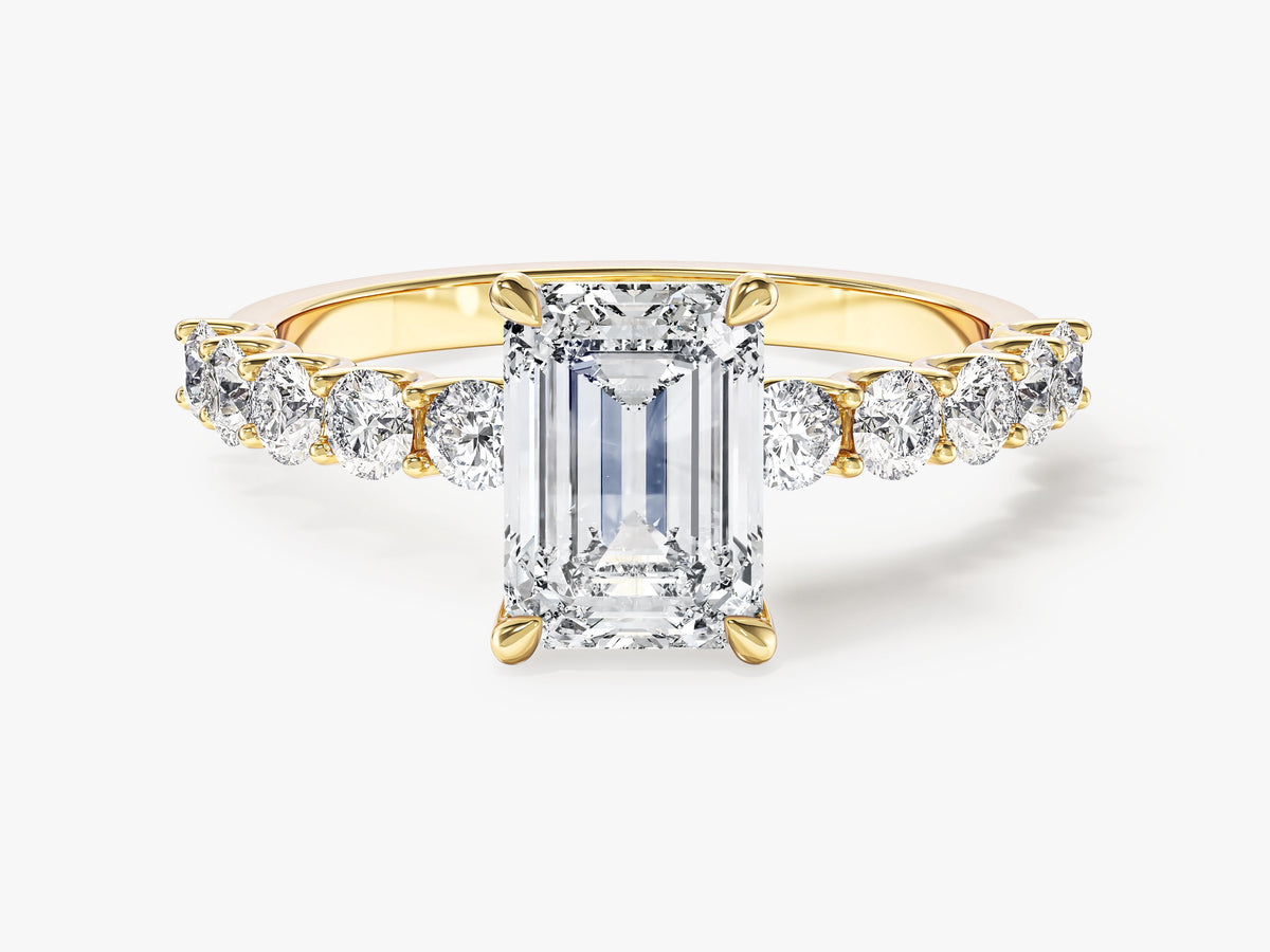 Petite Engagement Ring with U Prong Sidestones