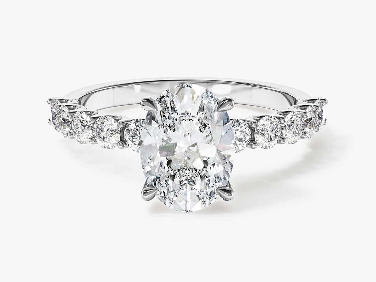 Petite Engagement Ring with U Prong Sidestones