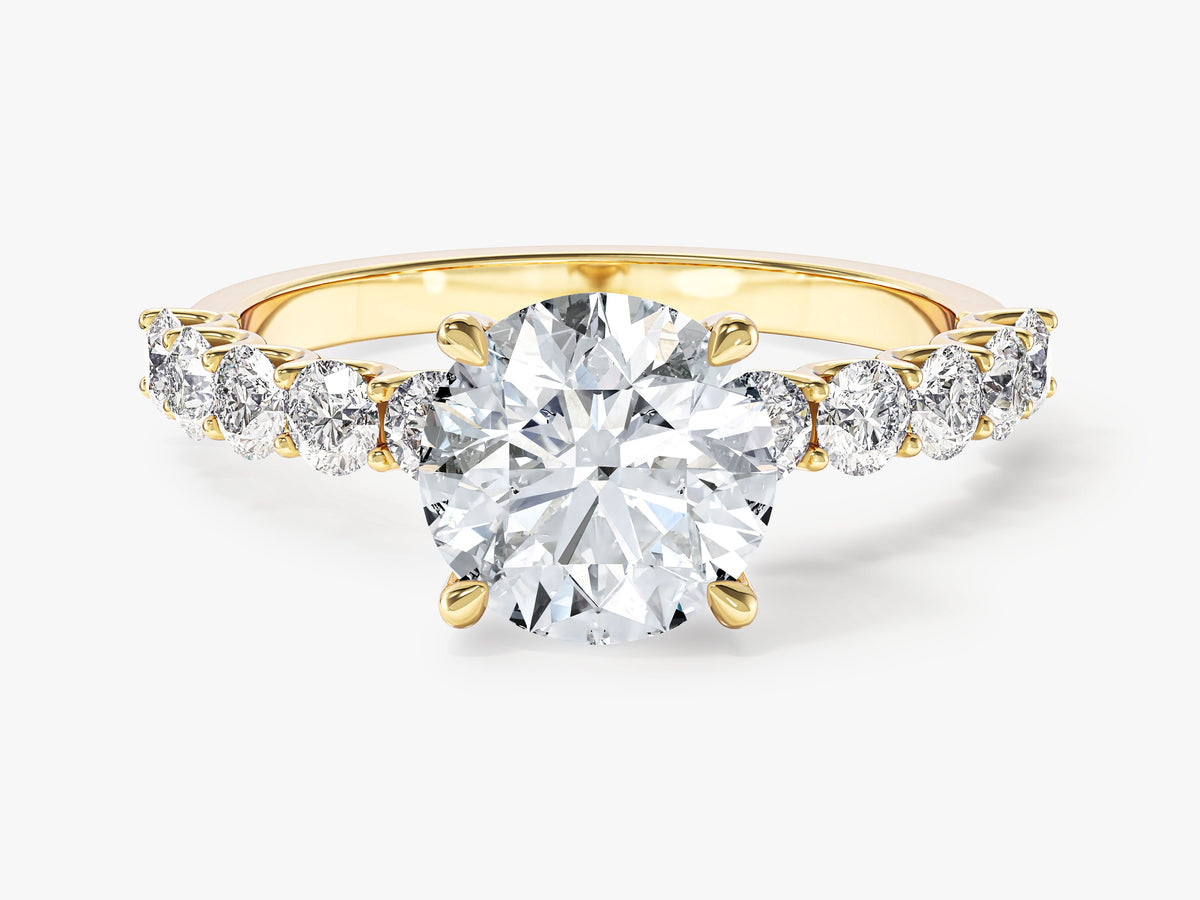 Petite Engagement Ring with U Prong Sidestones