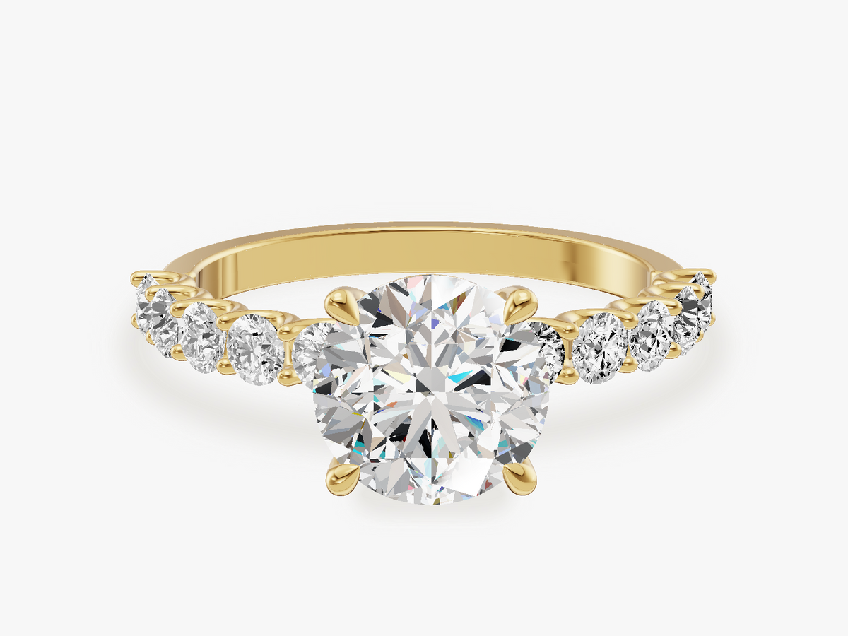 Petite Engagement Ring with U Prong Sidestones