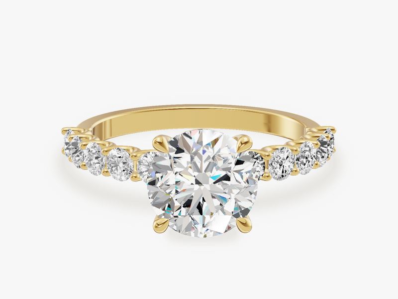 Petite Engagement Ring with U Prong Sidestones