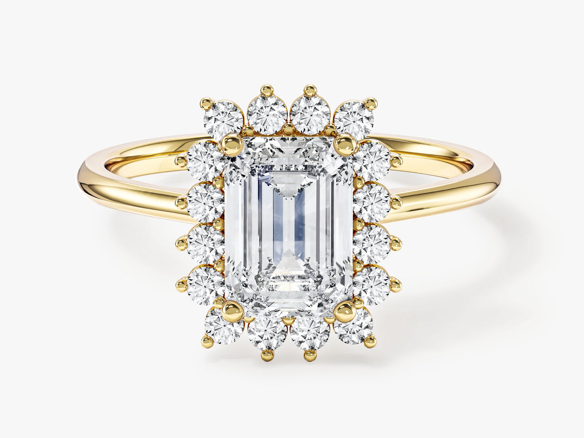 Flower Petal Halo Engagement Ring