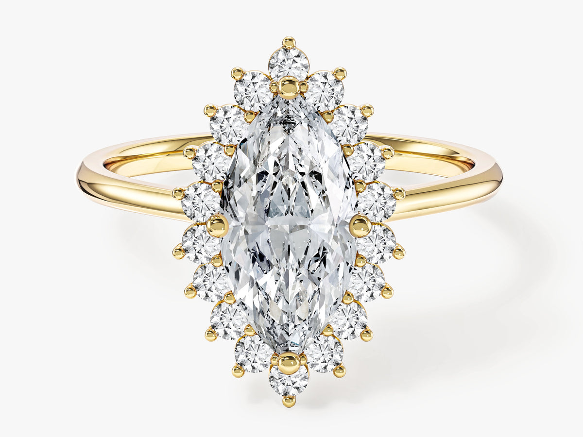 Flower Petal Halo Engagement Ring