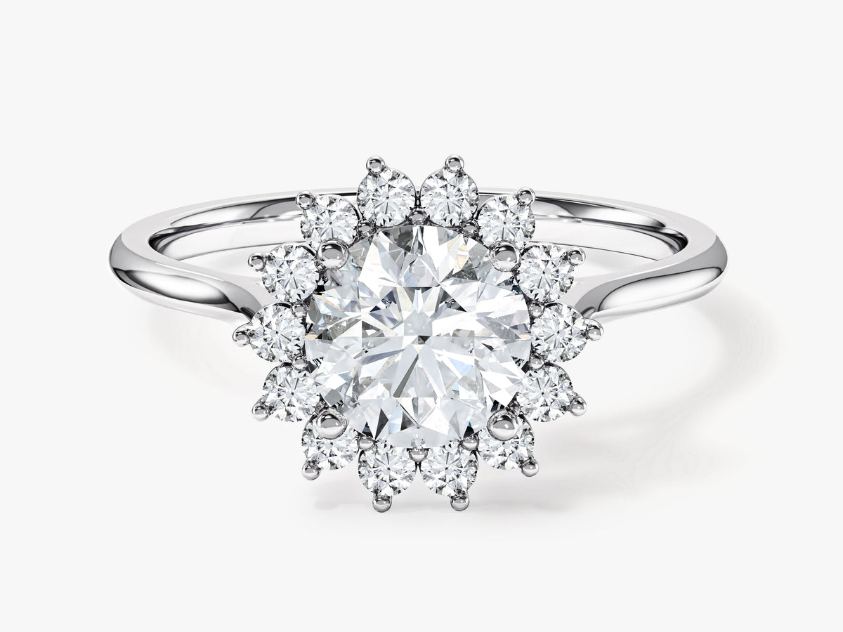 Flower Petal Halo Engagement Ring