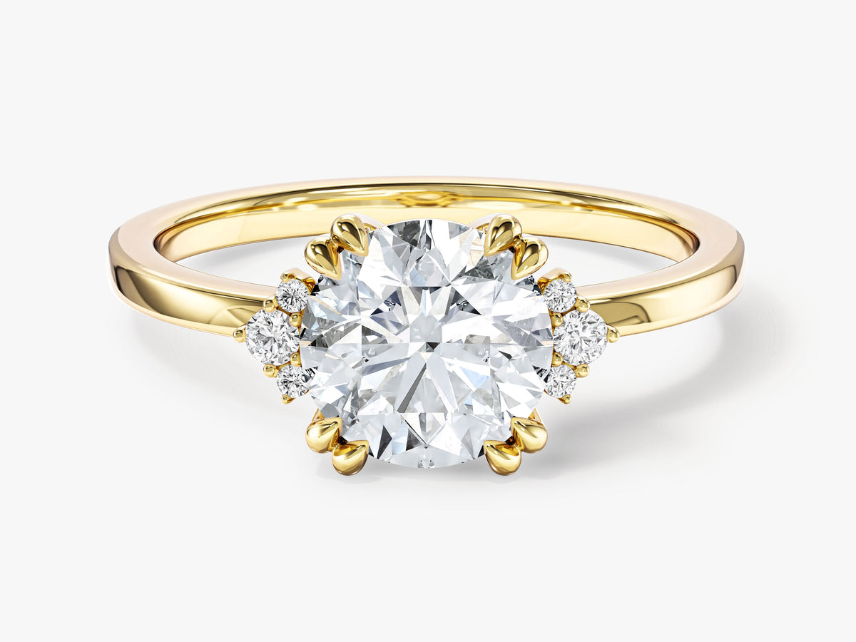 Double Claw Prong Engagement Ring with Subtle Accents