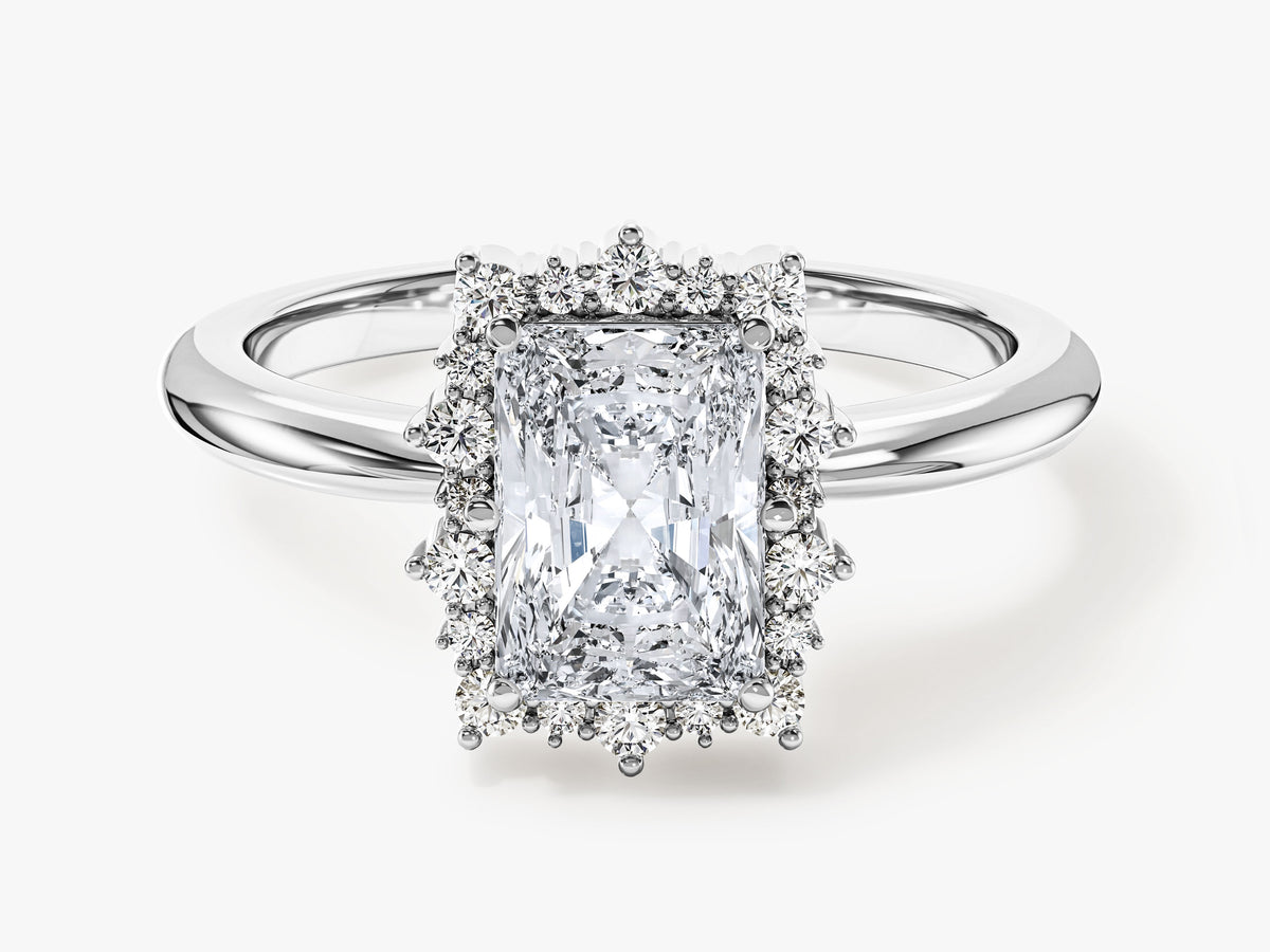 Sunburst Halo Engagement Ring