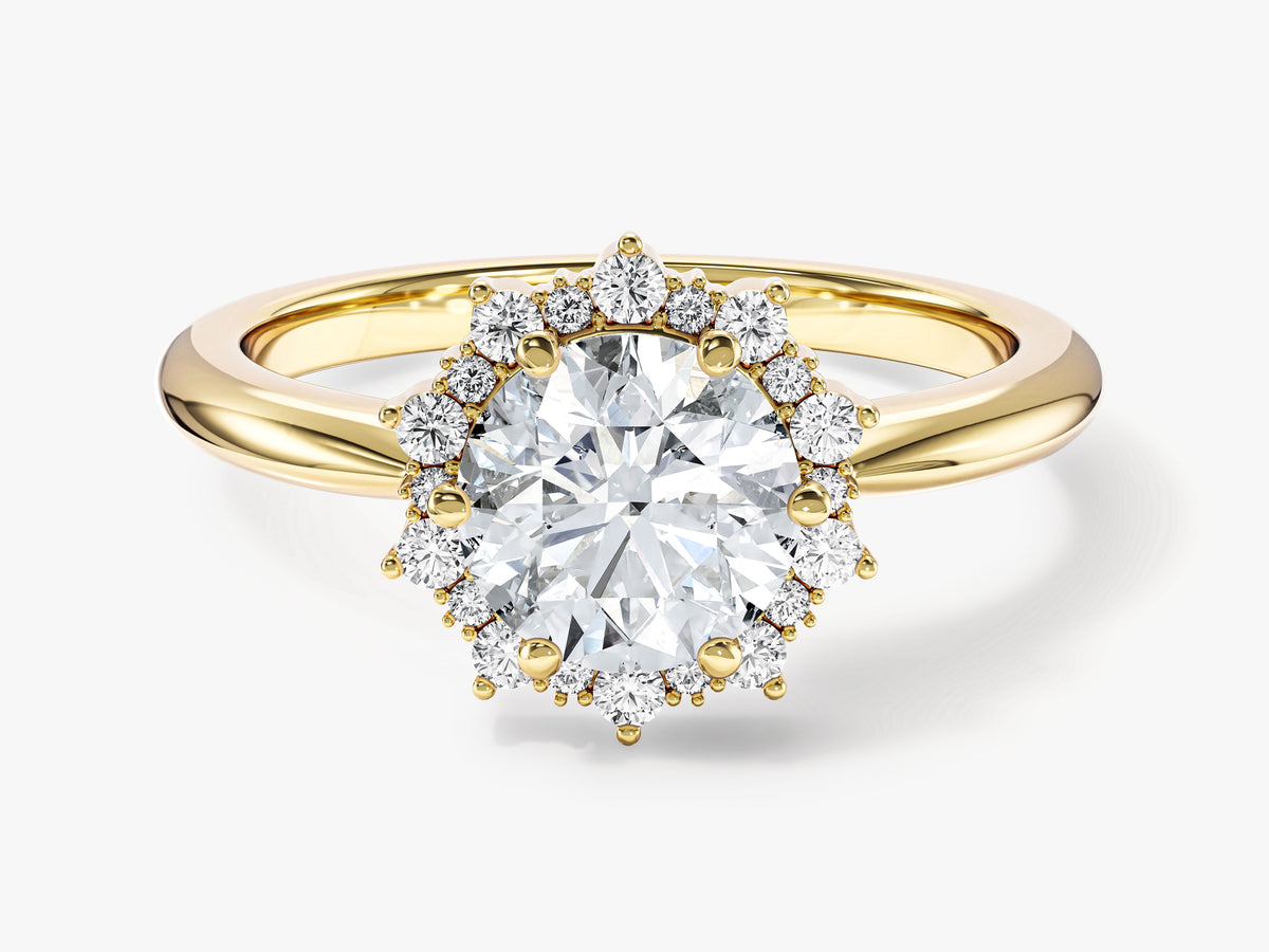 Sunburst Halo Engagement Ring