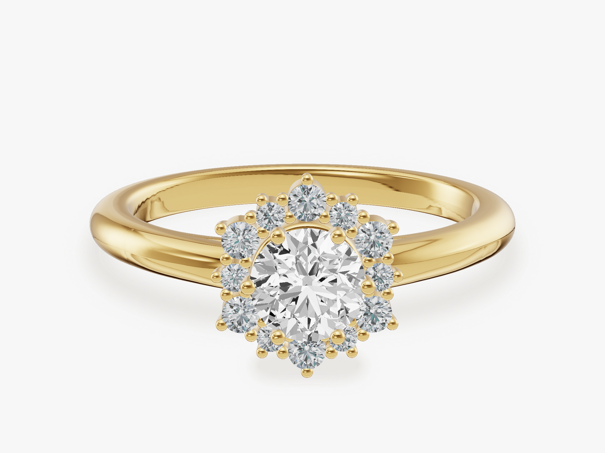 Sunburst Halo Engagement Ring