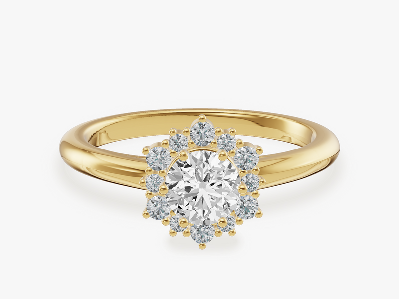 Sunburst Halo Engagement Ring