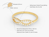 Diamond infinity ring, 14k gold, shared prong setting, 0.10 cttw