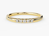 Gold band ring with five diamonds, fine jewelry