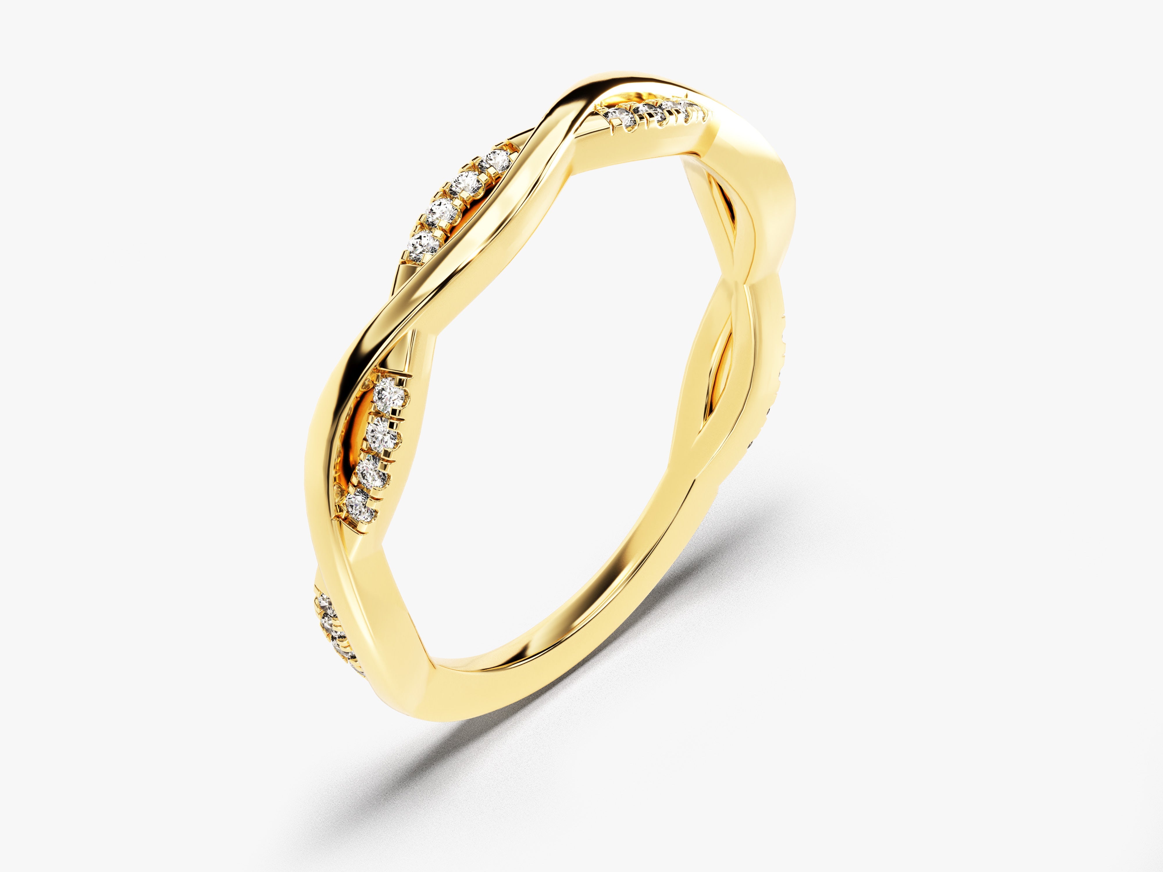 Gold twisted ring with diamonds, fine jewelry, elegant design