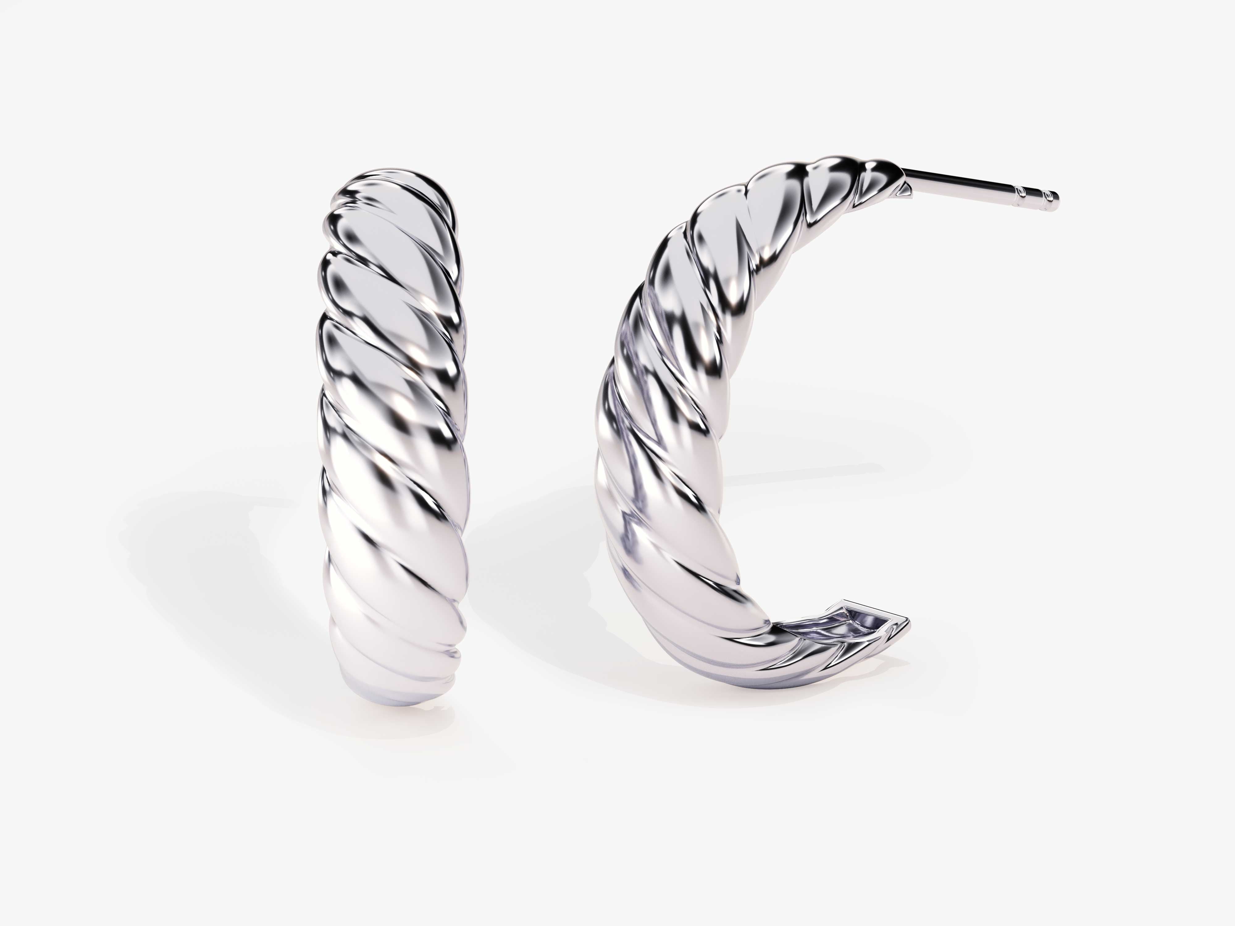 Silver twisted hoop earrings for jewelry brand