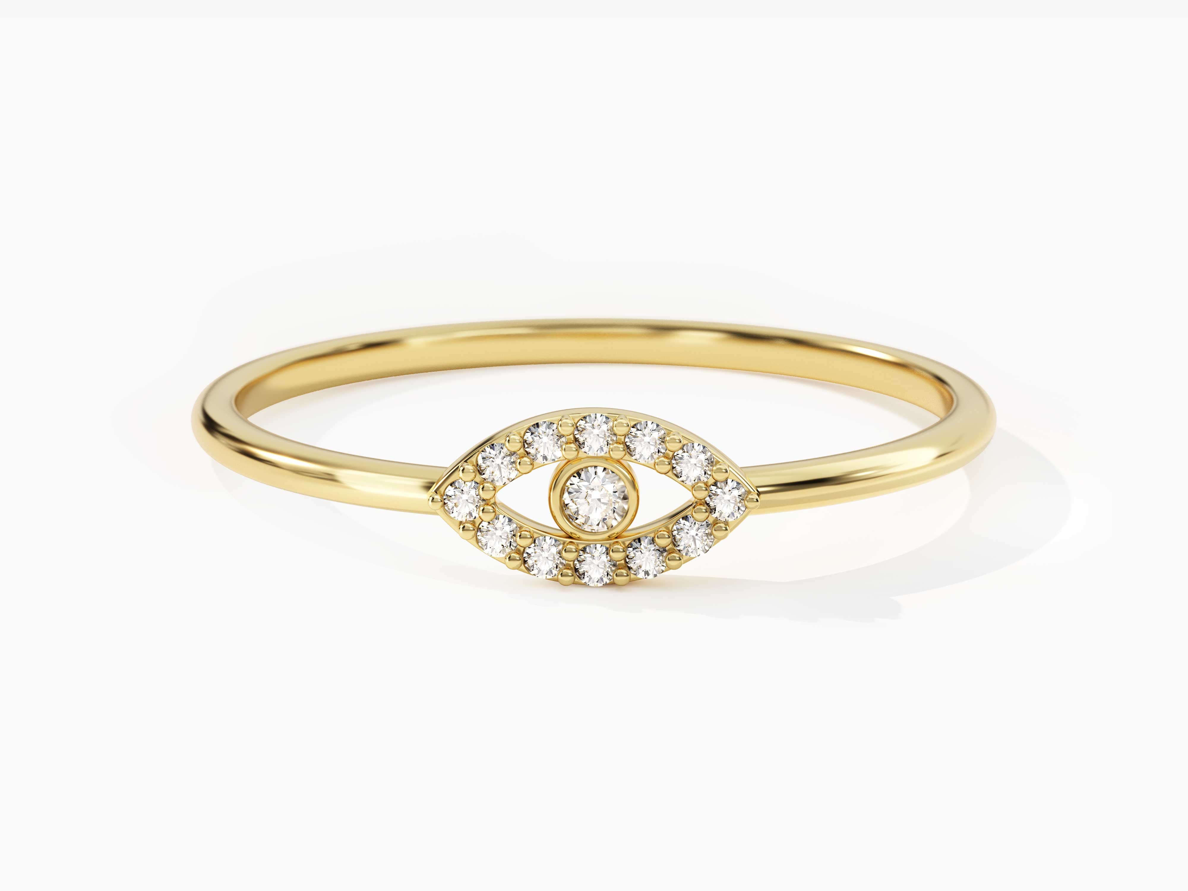 Gold evil eye ring with diamonds