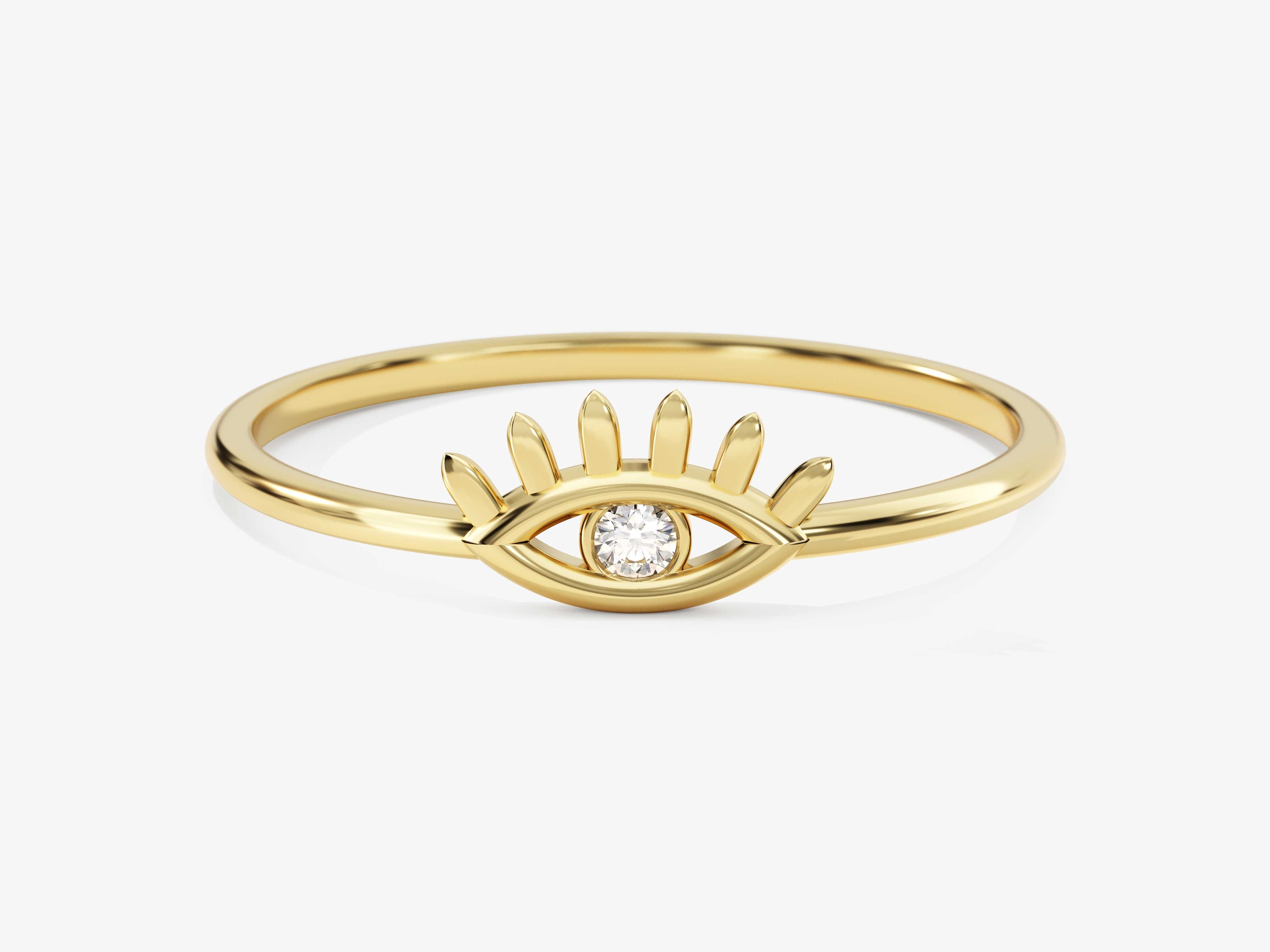 Gold evil eye ring with diamond accent jewelry