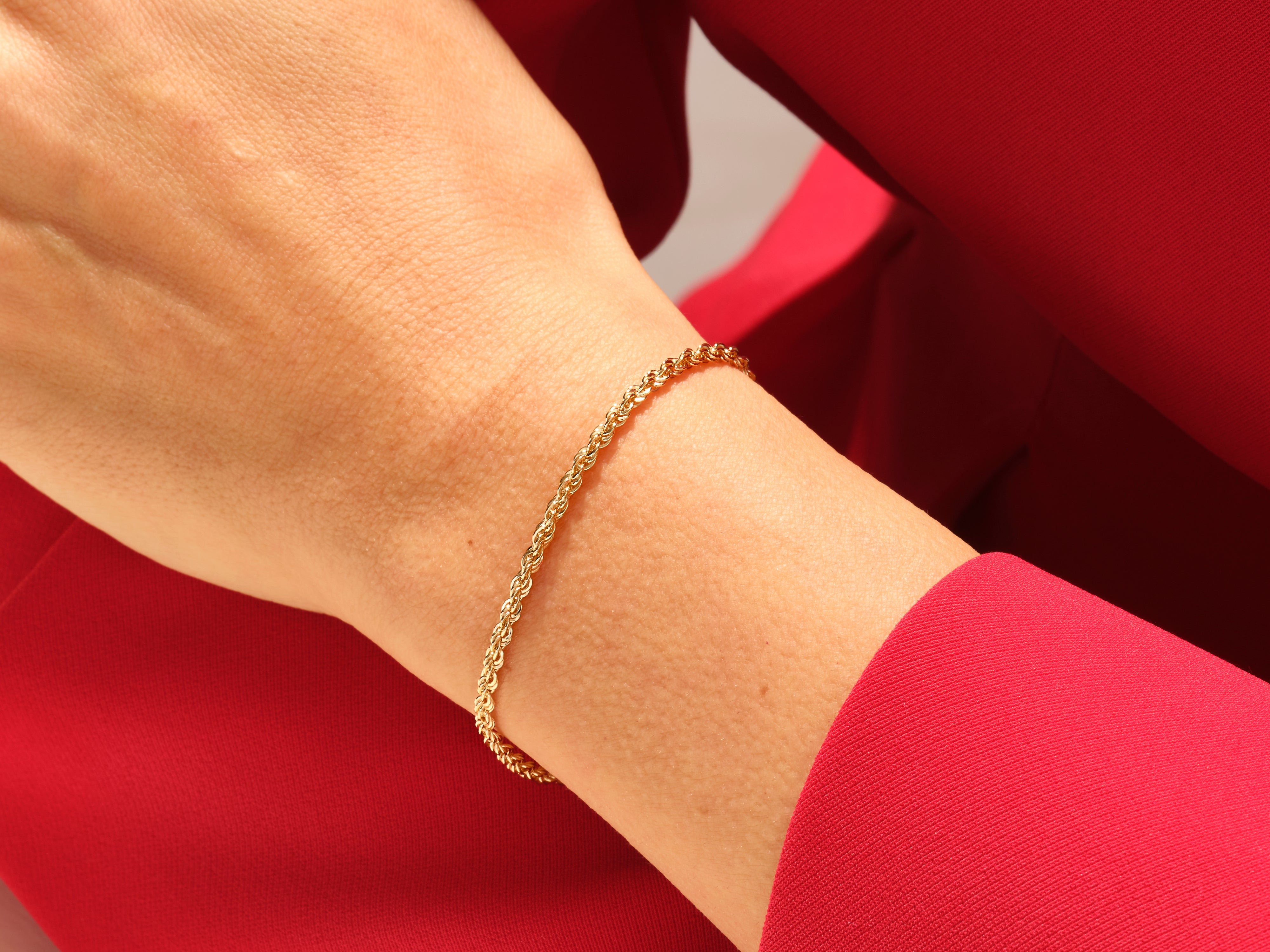 14k Yellow Gold Rope Chain Bracelet - 2.5 MM | Eternate