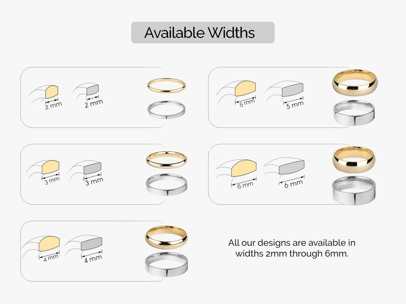 HTR5, Available Widths of Eternate Rings, All our designs are available in widths 2mm through 6mm.  