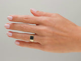 14k Solid Gold Square Black Signet Ring