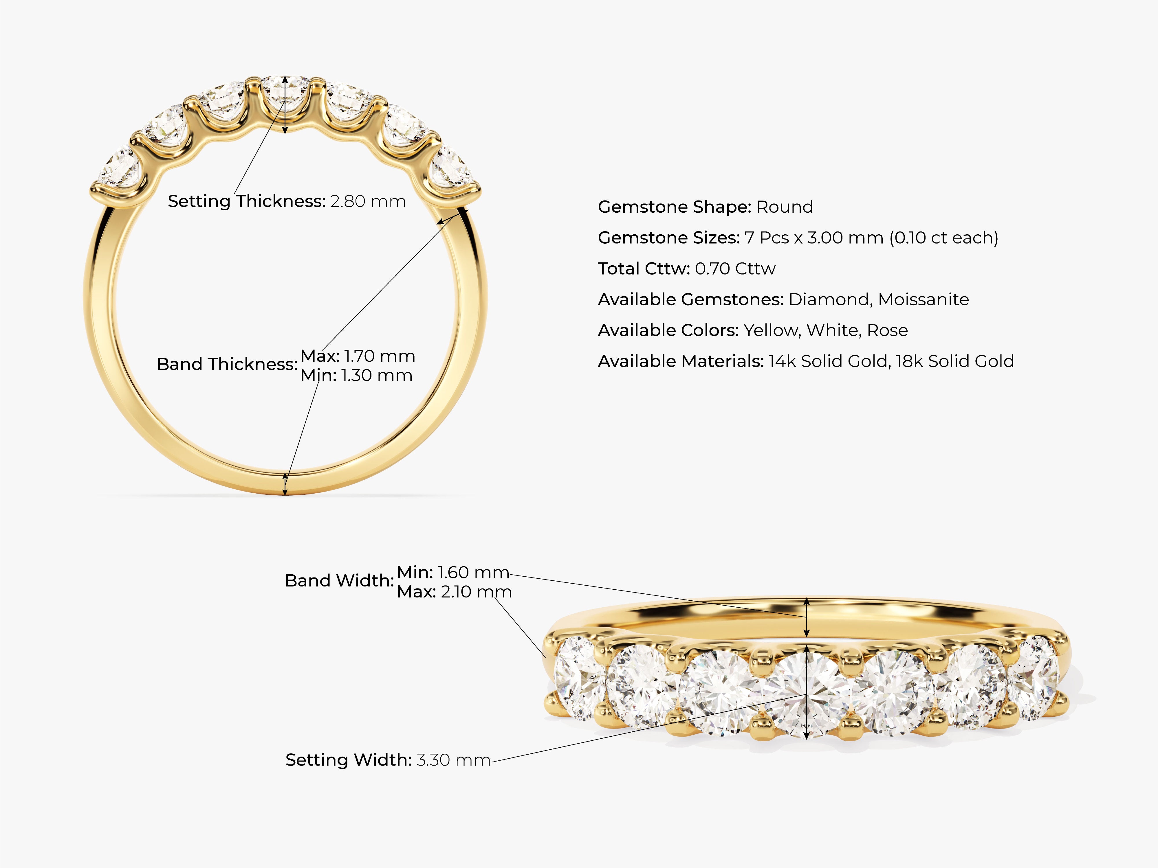 U-Prong Seven Stone Diamond Anniversary Band (0.70 CT TW)