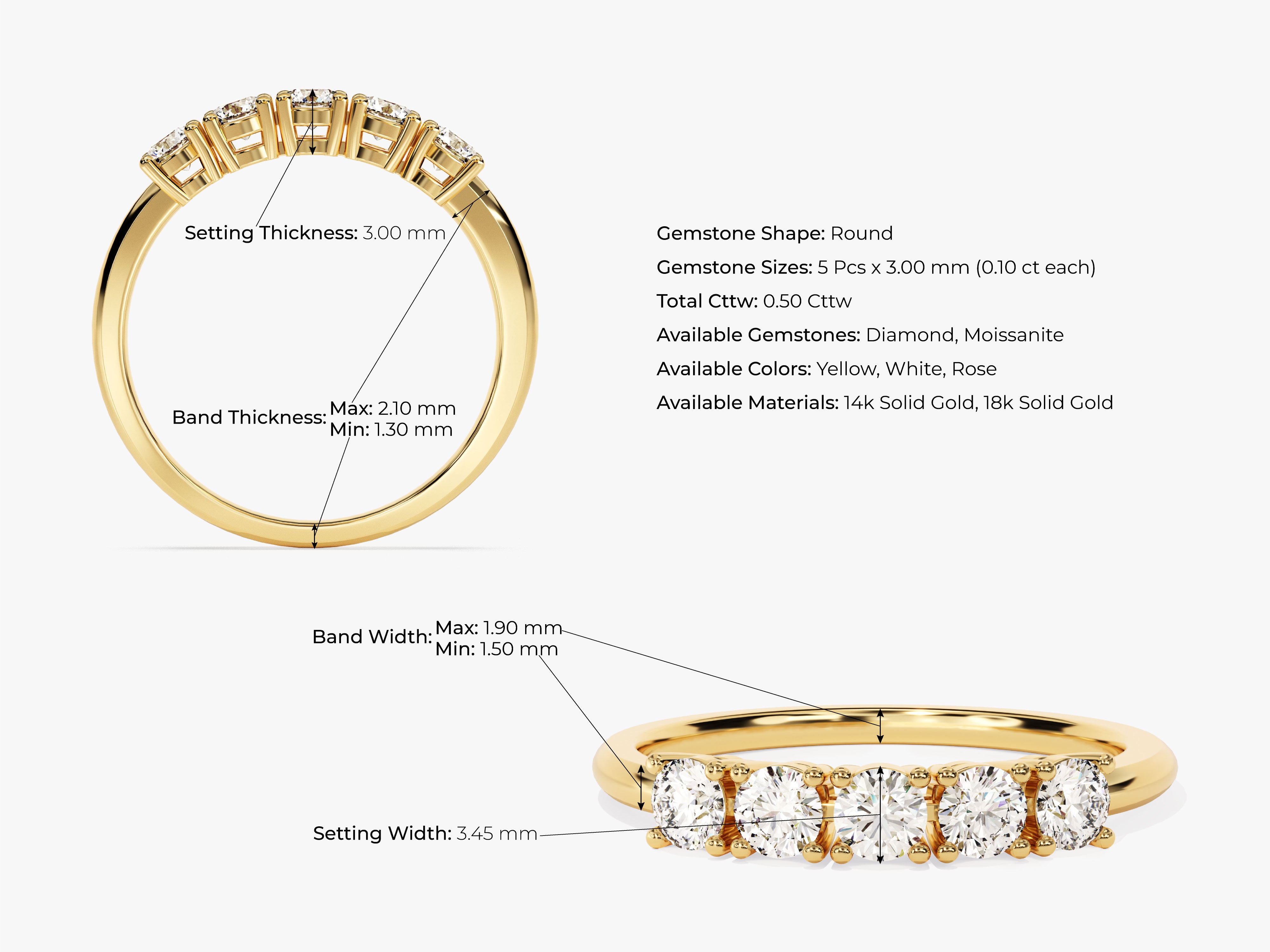Five Stone Basket Diamond Anniversary Band (0.50 CT TW)