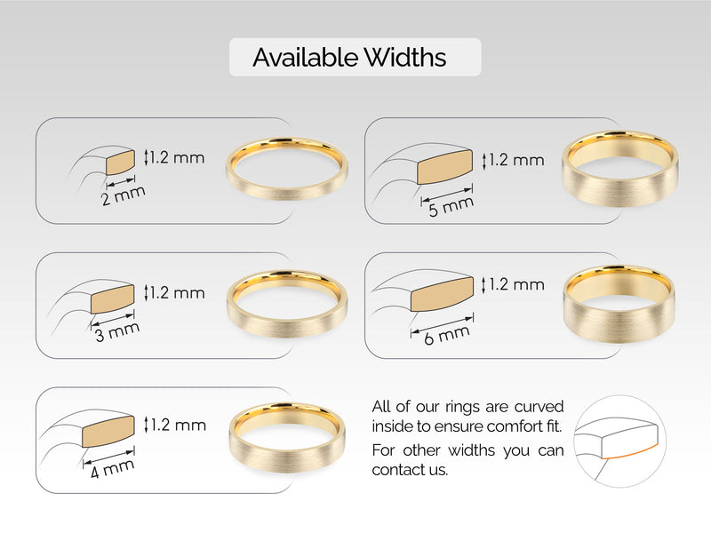 10k Gold, 14k Gold, 18k Gold, Yellow, White, Rose, 14k Yellow Gold 3mm classic flat wedding band matte - brushed available width options