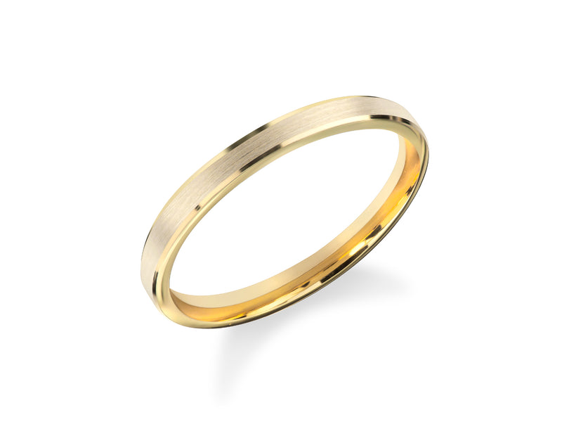 White, Rose, Yellow, 14k Gold, 10k Gold, 18k Gold,  2mm Beveled Edge Wedding Ring - Matte Brushed