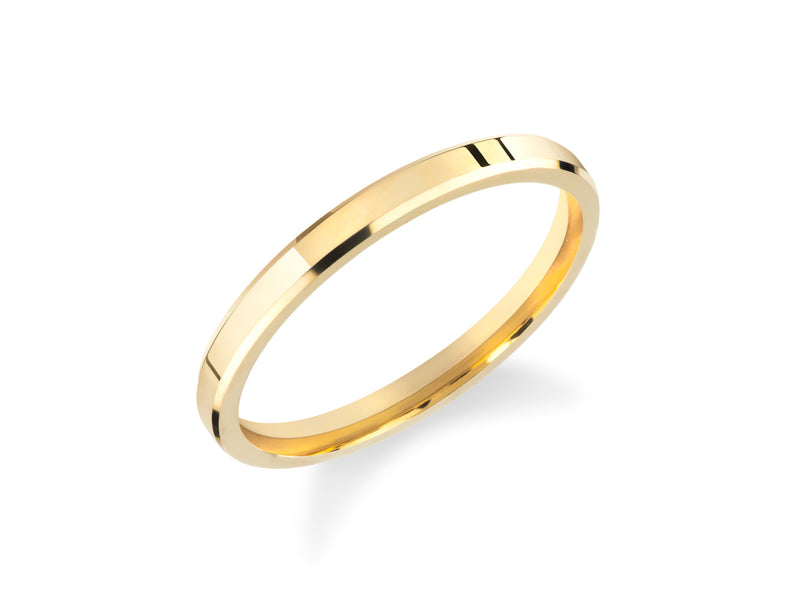 White, Rose, Yellow, 14k Gold, 10k Gold, 18k Gold 2mm Beveled Edge Wedding Ring 
