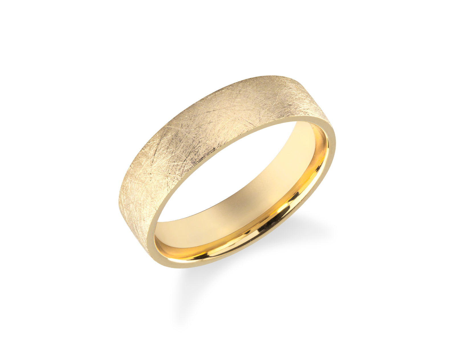 5mm Flat Gold Wedding Band with Ice Matte Finish Eternate