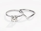 4-Prong Round Moissanite Solitaire with Plain Curved Bridal Set (1.50 CT)