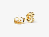 Birthstone Initial Stud Earrings in 14k Solid Gold