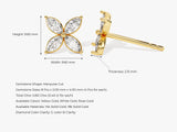 14k Gold Marquise Clover Stud Earrings